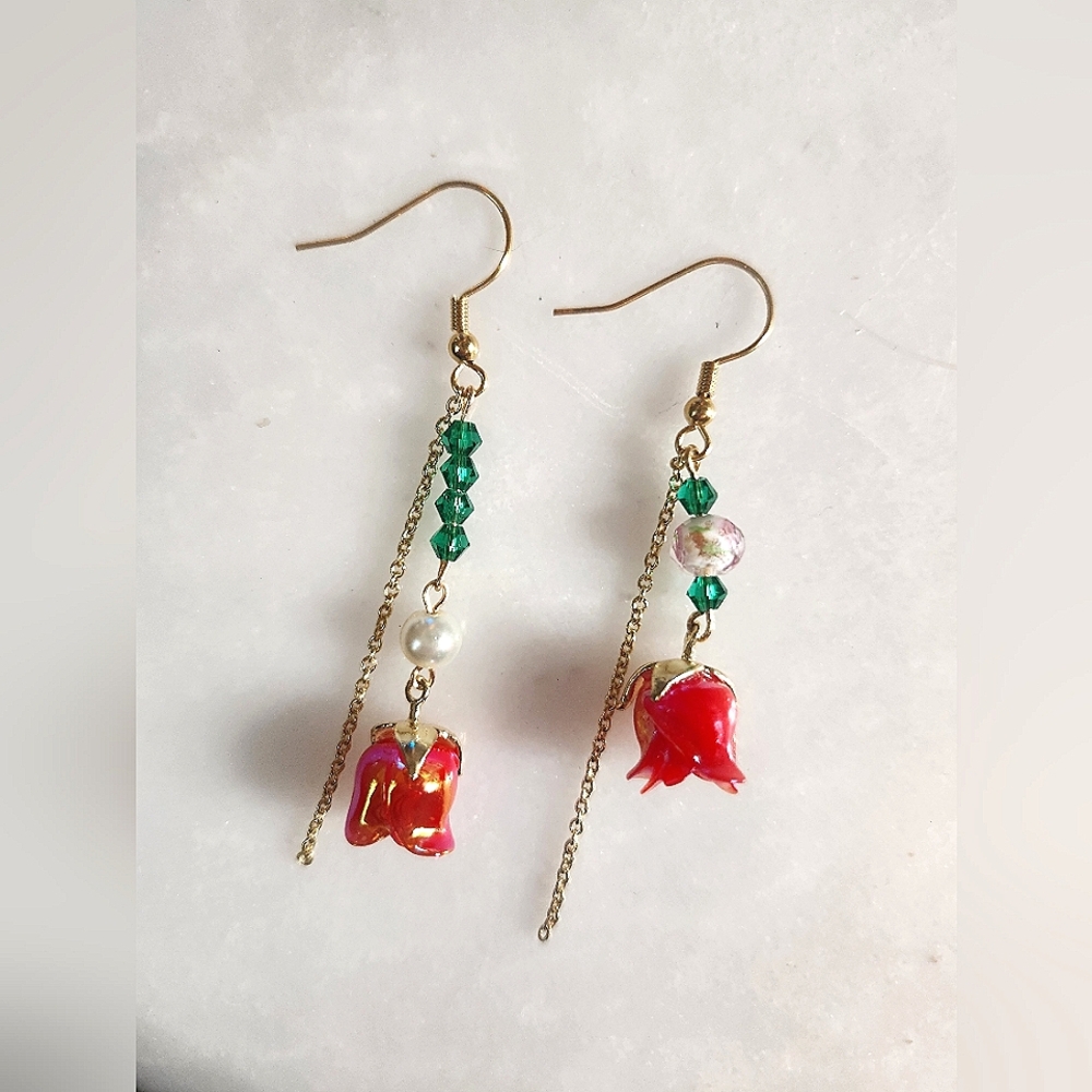Handmade Enchanted Rose Earrings